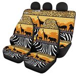 Upetstory Leopard Car Seat Covers for Women Full Set,Zebra Print Auto Interior Accessories Front Rear Car Seat Cover Split Bench Bucket Seat Cover for SUV Truck Car Univerfal Fit,Giraffe Brown