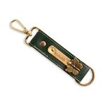 Innovative Gifts Personalized Vegan Leather Keychain for Men, Women & Kids | Customizable Keychain with Charm and Name Tag | Durable Unisex Present with Metal Ring [Pack of 1] (Olive)