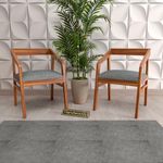 Handwoody Solid Sheesham Wood Arm Chair Set of 2 for Living Room | Armchair for Outdoor & Balcony | Two Seater Sofa Chair | Dining Chair | Rosewood, Natural Finish