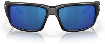 Costa Del Mar Men's Fantail Rectangular Sunglasses, Matte Black/Grey Blue Mirrored Polarized, Numeric_7