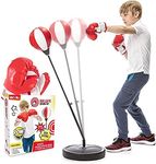 Whoobli Punching Bag for Kids Incl Boxing Gloves | 3-10 Years Old Adjustable Kids Punching Bag with Stand | Boxing Bag Set Toy for Boys & Girls (Red White). New 2024