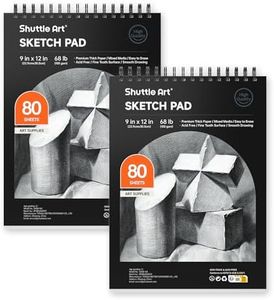 Shuttle Art Artists Sketch Books, 9 x 12 160 Sheets of Sketch Paper pad Ideal for Drawing and School Supplies (2 Pack)