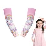 SNOWIE SOFT® 1 Pair Arm Sleeve for Kids UV Protection Riding Arm Sleeve for Kids Breathable Cool Rainbow Unicorn Print Hand Cover Arm Sleeves for Kids 13.3 Inches Arm Sleeves for Riding