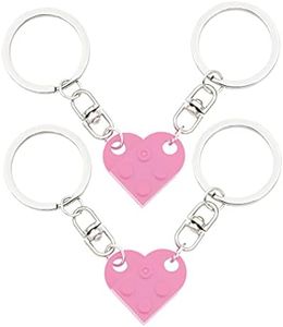 TTYY Friendship Gifts Best Friend Keychain Couples Keychain BFF Heart Key Ring Set Birthday Gifts for Kids Men Women 4 color, Pink Blocks 2, Large