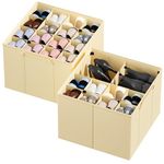 SpaceAid Shoe Organizer for Closet, 2 Pack Foldable Shoe Storage Containers Baskets Boxes Bins w/Adjustable Dividers, Fits 16-32 Pairs, Beige