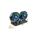 Cospex Car Fan 12V 360 Degree Rotatable Dual Head 2 Speed Quiet Strong Dashboard Auto Cooling Air Fan for All Auto Vehicles(with 2 Year Replacement Warranty)