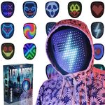 Led Mask with Gesture Sensing, LED Face Transforming Mask for Costume Cosplay Party Masquerade, light up mask for halloween