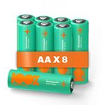 Rechargeable Battery AA 8 Pack NiMH 1.5v /1.2v Volt double AA battery for household applications and solar batteries for garden lights this batterys for pro and basic use 100% PeakPower Hi Capacity