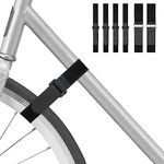 WOTOW 6 Pack Bike Rack Strap, Bicycle Wheel Stabilizer Nylon Band Magic Securing Cord Organizer, Durable Hook and Loop, Black Multipurpose Reusable Adjustable Keep The Wheels from Spinning，23.6"