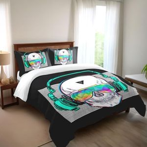 SHOMPE Music Skull Comforter Sets Full Size Boys Girls Punk Rocker Skeleton Printed Soft Warm Bedding for All Season