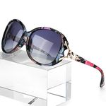 FIMILU Classic Oversized Sunglasses for Women, HD Polarized Lenses UV400 Protection Fashion Retro Eyewear (Floral Frame/Gery Lens Oversized Sunglasses)