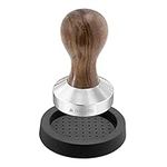 Navaris Coffee Tamper - Handheld Stainless Steel Espresso Press with Walnut Handle for Coffee Grounds - 2 1/4 inch (58 mm) Coffee Ground Compressor