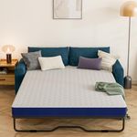 Sofa Bed Mattress Queen Size, 3 Inch Memory Foam Mattress for Sleeper Sofa, Pull Out Couch, Guest Bed, RV & Boat, White&Blue