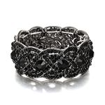 Ever Faith Austrian Crystal Costume Jewelry Art Deco Elastic Stretch Bracelet Black Black-Tone