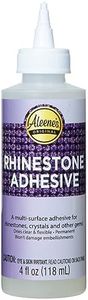 Aleene's Rhinestone Adhesive, Permanent Multi-Surface Liquid Glue for Jewels, Crystals, Rhinestones, Fashion & Decor Embellishments - Dries Clear & Flexible on Fabric, 4 fl oz