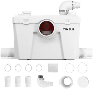 YUNSUN 750W Macerator Pump, Macerator Pump for Basement, with Automatic Drain & Delay Feature, Upgraded 2 Outlets/5 Inlets, Toilet Macerating Pump for Basement, Sink, Toilet, Laundry, Kitchen