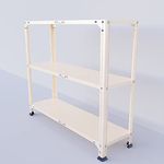 ALIJA®️ Slotted Angle Metal Rack (3 x 3.5 x 1 Ft. / 36 x 41 x 12 Inch) with 3 Shelves Storage Rack Unit (Ivory, 22 Gauge Shelves 16 Gauge Angle)