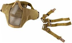 OneTigris 6" Foldable Half Face Mesh Mask Military Style Comfortable Adjustable Tactical Lower Face Protective Mask (Tan)