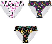 Mumeson Women No Show Invisible Briefs Underwear Animal Print Elastic Bikini Hipster Panties for Bachelorette Party, Paws, S