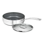 TRAMONTINA Fusao Healthy Triply Ceramic 24cm/2.8L Deep Saute Pan EX+ with SS 304 lid | Non Toxic (PFAS/PTFE/PFOA Free)|Curry | Stir-Fry | Deep Fry | Induction Friendly | Stay Cool Handle I