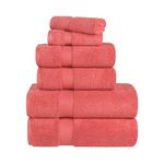 Superior Collection 100% Zero Twist Cotton Super Soft and Absorbent 6 - Piece Towel Set, Coral