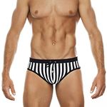 AIEOE Men's Swimming Shorts Briefs with Removable Pad Elastic Waist Swimwear Underwear for Swimming Surfing Stripe L