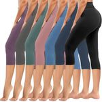 we fleece 7 Pack High Waisted Capri Leggings for Women Tummy Control Soft Capris Workout Yoga Pants