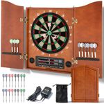 Huanyu Electronic Dart Board LED Dart Board Cabinet Set for Adults with 12 Soft-tip Darts up to 8 Players, 25 Games, Suitable for Family Game Room and Bar Game