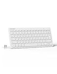 TECKNET 2.4G Wireless Keyboard For Windows/Chrome OS, UK Layout Compact Mini Keyboard, Small Silent Whisper-Quiet Keyboard with 12 months Battery Life (White)