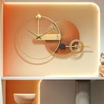 PSYCHE GOD Modern Wall Clock Orange Large Wall Clocks Battery Operated Extra for Living Room Nordic Style Metal Decorative Big Clock for Bedroom,House,Office 39inch