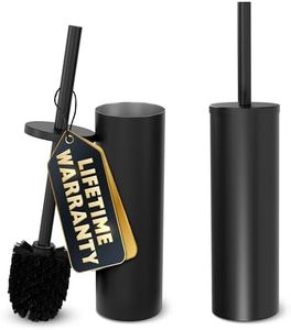 2 PCS Black Toilet Brush and Holder Set - Scratch Resistant Black Toilet Bowl Brush and Holder with Soft Bristles Replaceable Head, Protection from Splashes, and Compact Design - for Cleaning