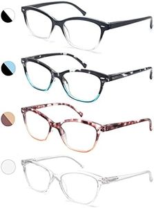 MODFANS Round Stylish Reading Glasses Pair with Spring Hinge Fashion Glasses for Reading for Men and Women, 4 Pack Mix Color, Medium