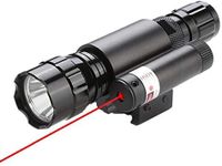 Tactical Flashlight and Red Laser Dot Sight Scope Combo with Pressure Switch, Charger and Battery, fits for 20mm Picatiny/Waver Rail System
