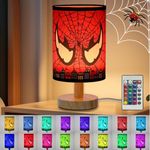 Spider Bedside Lamp,Kids Boys Birthday Gifts for 4 5 6 7 8 9 10 Year Old,16 Color Dimmable Night Light with Remote Control,Kids Room Decoration Table Lamp Christmas Halloween Children's Holiday Gifts