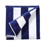 Great Bay Home 100% Cotton Velour Oversized Beach Towel | Navy Cabana Stripe Pool Towels | Quick Dry, Large Swim Towels for Adults and Kids (40" x 70", Navy)