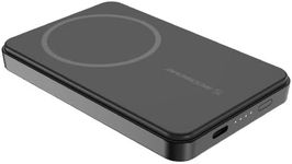 Scosche PBQ5MS2 Portable MagSafe Phone Charger, 5,000mAh Magnetic Wireless Power Bank, Fast Charging with USB-C Charing Cable, Battery Pack Compatible with Apple iPhone 16/15/14/13/12 Series, Black