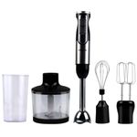 iBELL HB1000J 5-in-1 Hand Blender 1000Watt, with Whisker/Beater and Vegetable Chopper with Adjustable Speed Control & 600ml Container (Black)