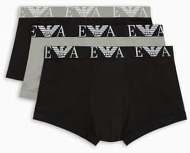 Emporio Armani Stretch Cotton Bold Monogram 3-Pack Trunk, Boxer Uomo, Multicolore (Black-Stone-Black), L