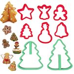 Orapink Christmas Cookie Cutters Set,8 Pieces Plastic Biscuit Cutters - Star,Angel,Gingerbread Man,Christmas Tree,Snowman,Bell,3D Christmas Tree