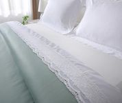 White Luxury Eyelet Lace Bed Flat Sheet King Size Bed Linen 1 Piece