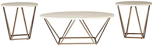 Signature Design by Ashley - Tarica Occasional Coffee Table Set of 3, White/Gold