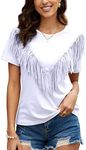 PESION Women's Fringe Trim Shirts S