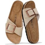 Project Cloud Comfortable Women's Sandals - Genuine Suede insoles and Premium Leather upper - soft lining material with Durable EVA Outsole - Casual and Formal use (Ibiza), Nude, 9