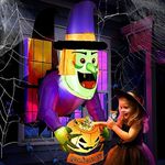 4.4 Ft Halloween Inflatable with Witch Holding Pumpkin Design, Halloween Window Decorations Outdoor Blow Up with I Smell Children Banner, Build-in LED Halloween Decor Indoor Outside Yard Garden Lawn