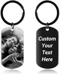 Personalized Photo Keychain, Custom Keychain with Sublimation Picture & Engraved Text Personalized Customized Gifts for Mum Dad Couple Birthday Christmas