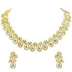 SAIYONI Women Leafy Austrian Diamond Alloy Choker Necklace With Earring Jewellery Set