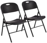 Amazon Basics Folding Plastic Chair, 350-Pound Capacity, Black, Set of 2