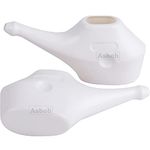 Asbob Durable Unbreakable Plastic Jal Neti Pot for Sinus Congestion - White (Pack of 2)