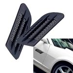 ZKFAR 2 PCS Engine Hood Air Vent Outlet Cover Trim, Car Side Mesh Vent Sticker, 8.6" x 3" Shark Gills Decorative Air Vent, Universal for Most Cars (Black)