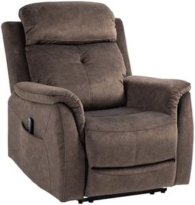 HOMCOM Massage Recliner Chair with 8-Point Vibration, Manual Fabric Reclining Chair for Living Room with Side Pockets, Remote Control, Retractable Footrest, Dark Brown